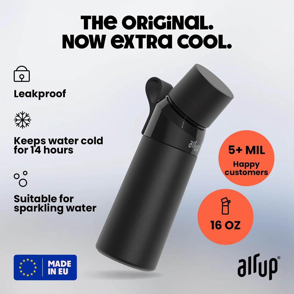 Air Up (16oz) Steel + 5x pods Flavor Fiesta Flavored Bottles Pitch Black | Canada  7156-WZSRT